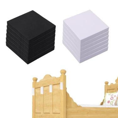 Imagem de lasuroa 12 Peças Protetores de Cabeceira para Parede, 6x6x1cm Espuma EVA Antivibração Protetores de Ruído Cama para Proteção Móveis (Branco, Preto)
