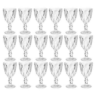Imagem de Kit com 18 Taças Água/Vinho Vidro Transparente Diamond Base Resistente 300ML