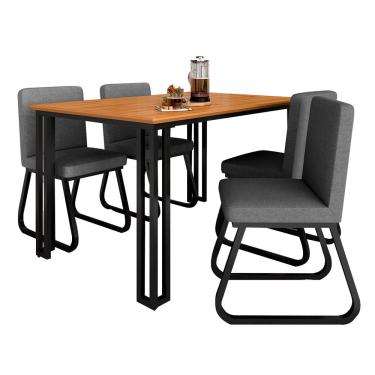 Imagem de Mesa Com 4 Cadeiras Industrial 1,36 Deli Pt/cin/cnz - Móveis Arapongas