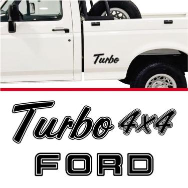 Imagem de Kit Emblema Adesivo Ford F1000 Turbo 4x4 Em Preto F10001 Preto