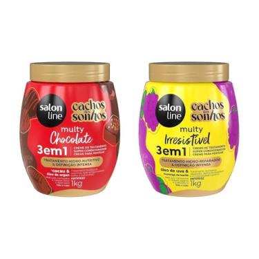 Imagem de Kit Creme de Tratamento, Multy, Uva e Chocolate, Salon Line, Vegano - Para Cabelos Cacheados e Crespos, 2 Unidades