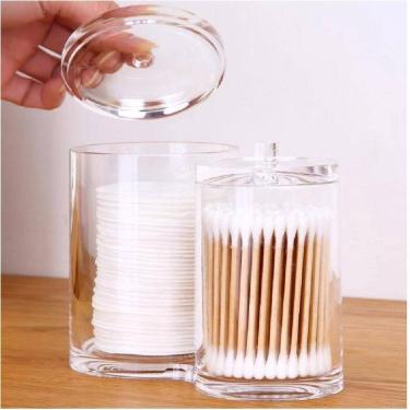 Imagem de Porta Algodão Em Disco E Cotonete De Acrílico - Transparente