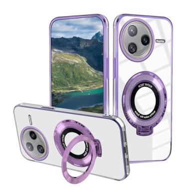 Imagem de Wousunly Capa compatível com Xiaomi Poco F7 Pro com suporte magnético, para capas de telefone Poco F7 Pro, acessórios de silicone transparentes, Funda, à prova de choque, capa protetora original de