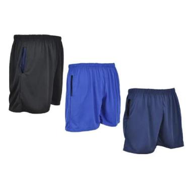 Imagem de Kit 3 bermudas masculina esportiva academia futebol P ao G3 Plus Size 
