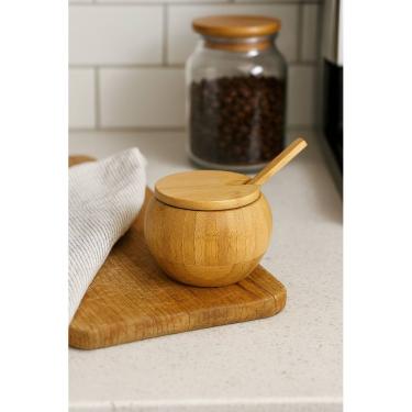Imagem de Açucareiro de Bambu Rústico com Tampa e Colher Jolitex - Açucareiro Rústico