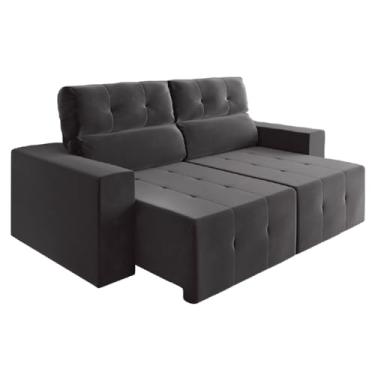 Imagem de Sofá Retrátil e Reclinável 2m 3 Lugares Fênix Veludo Cinza