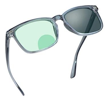 Imagem de Óculos de leitura bifocais, óculos de sol cinza fotocromático, ampliação de 0,00/+1,00 para homens/mulheres, 8082 Cinza claro e cinza, 1 Count (Pack of 1)