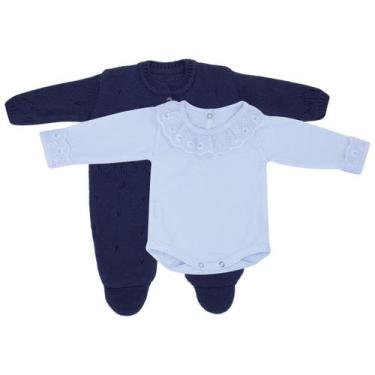 Imagem de Kit Macacão Links Marinho  e Body Com Gola e Punho de Renda - Kowak, M