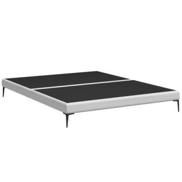 Imagem de Cama Queen Base Box 158cm Pés Ferro Susano Sintético Branco Z04 - Mpoz