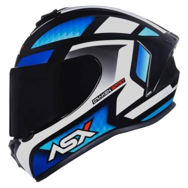 Imagem de Capacete MasculinoFechado Asx Draken Spirit Azul Branco Moto (58)