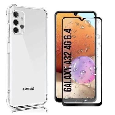 Imagem de Kit 3D para Samsung Galaxy A32 4G 6.4 Pol. Capa Anti Impactos e Pelícu