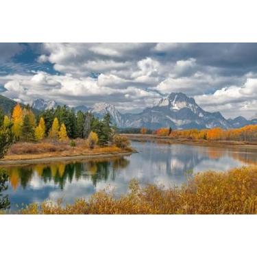 Imagem de Quadro Decorativo com Estampascenic View Lake Mountains Againstsky 50 x 50 Papel 3 unidades