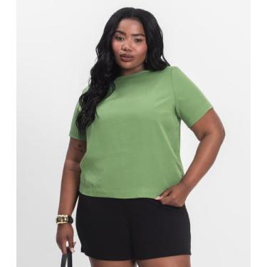 Imagem de Blusa Manga Curta Feminina Plus Size Secret Glam Verde, Plus G4, Verde