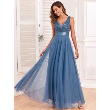 Imagem de vestidos de festa para madrinha - Bia Modas, Céu azul, GG