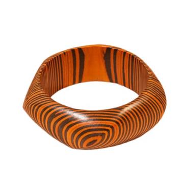 Imagem de Pulseiras étnicas grossas de madeira boêmia esculpida geométrica de madeira natural para mulheres e homens vintage padrão listrado artesanal tribal joia de pulso, Medium, Zinco, Sem Pedra Preciosa