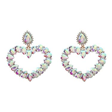 Imagem de Brinco Festa Furta Cor Madrinha Noiva Zircônia Cristais Brilhante Coração Maxi - Brinco Debutante Mãe Fim de Ano Pedraria Grande Luxo Elegante - Presente Amor Namorada Moderno Maximalista