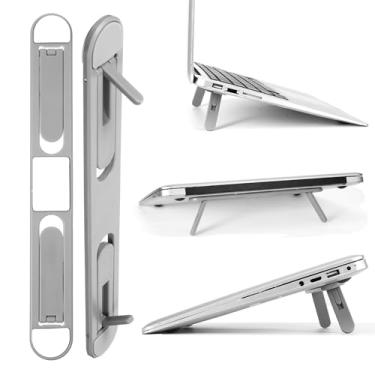 Imagem de MBAIYO Suporte dobrável para teclado, pés de laptop autoajustáveis com ângulos duplos, suporte pequeno para computador, portátil, PP, teclado de computador, elevador para mesa, cinza, pernas de laptop