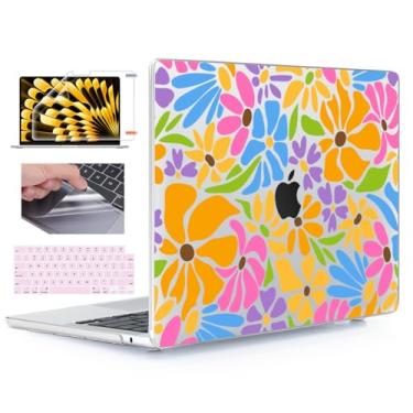 Imagem de YSCLBAHUK Capa para MacBook Air de 13,5 polegadas 2025 2024 2023 2022 M4 A3240 M3 A3113 M2 A2681 Touch ID, capa rígida de plástico padrão capa de teclado protetor de tela Trackpad filme, flor colorida