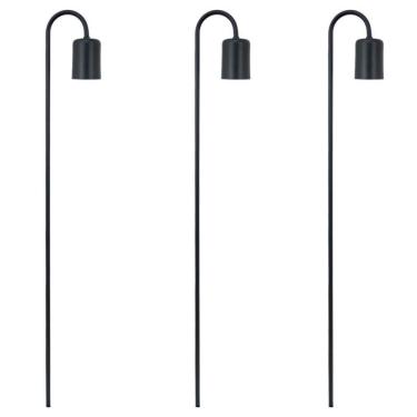 Imagem de Kit 3 Luminárias Balizador Jardim Spot Curvo Gu10 Preto 75Cm