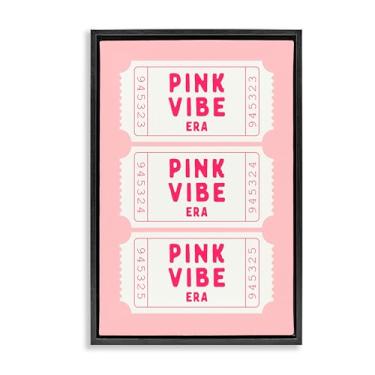 Imagem de Stupell Industries Pink Vibe Era Tickets Arte de parede em tela flutuante com moldura preta, design por Lettered and Lined, 78 x 53 cm