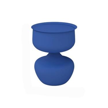 Imagem de Mesa de centro de design simples, mesa lateral redonda aparador em metal para pequenos espaços, quarto, sala de café e mesa de estudo, pequena mesa de centro minimalista para sala de estar (azul)