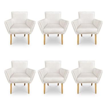 Imagem de Kit 6 Poltronas Decorativa Leticia Suede Pés Palito Castanho - Pallazio Cor Vermelho