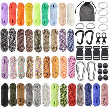 Imagem de Paracord de 40 cores – Kit de corda de paracord de 3 m, corda de nylon com acessórios completos para fazer cordão, pulseiras, coleira de cachorro e artesanato