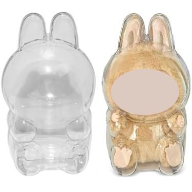 Imagem de Capa protetora compatível com boneca LABUBU – Caixa de exibição rígida cristalina com chaveiro, capa à prova de poeira e ganchos de mochila seguros – Ideal para exibição ou viagem – Boneca não