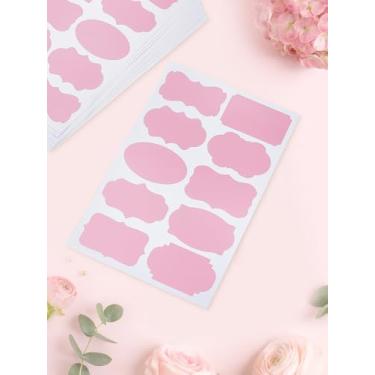 Imagem de Adesivos de papel 10 folhas, adesivos em branco manuscritos rosa pérola, decalque estético à prova d'água para cartões caixas de presente, sacos de brindes, selos de envelopes, 22 x 14 x 0 cm
