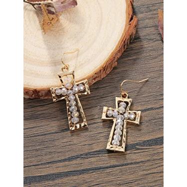 Imagem de Brincos de meio vidro banhado a céu aberto de liga cruzada azul claro, no size, Liga de aço, Sem pedra preciosa