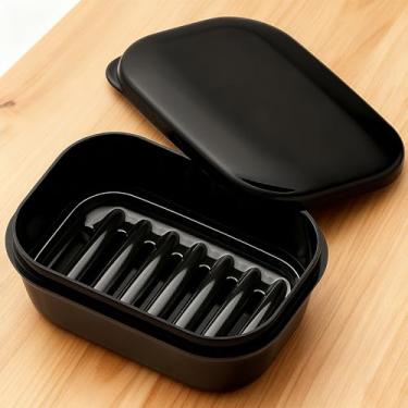 Imagem de Saboneteira à prova de vazamento com tampa e camada de drenagem à prova de estilhaçamento barra de viagem suporte de sabão recipiente portátil tamanho viagem artigos de higiene essenciais para