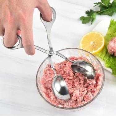 Imagem de Máquina de almôndegas de aço inoxidável de 3,8 cm – 1 peça antiaderente com alças removíveis antiderrapantes, versátil para palitos de bolo, colher de sorvete, pinças de gelo e colher de massa de