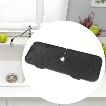 Imagem de Tapete de pia preto tapete de secagem de pia de silicone para cozinha banheiro almofada absorvente de pia preta