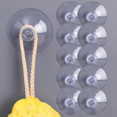 Imagem de 10 peças de ganchos transparentes com ventosa de cabeça de cogumelo, suporte de sucção adesivo para cabides de armazenamento de porta de parede de banheiro, 4 cm