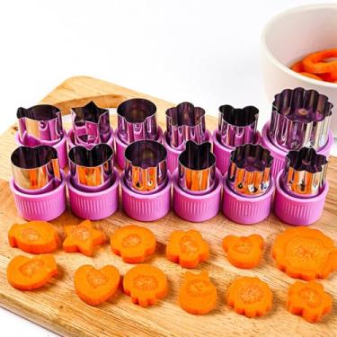 Imagem de Conjunto de 12 peças de formas de cortador de vegetais – Mini cortadores de biscoitos, moldes de pastelaria de frutas para assar