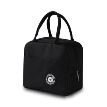 Imagem de Bolsa Térmica Lancheira Marmiteira Reutilizável Academia Trabalho Escola Passeio Fitness Portátil Masculina Feminina Infantil Com Alça E Ziper (PRETO)