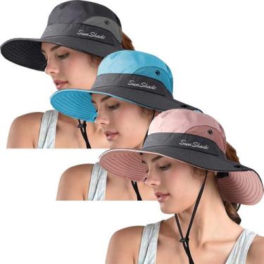 Imagem de Chapéu ZOORON Ponytail Safari Sun Hat, pacote com 3 unidades