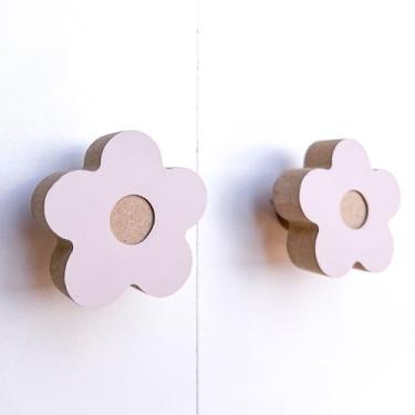 Imagem de 8 Puxadores Flor Rosa Infantil Cômoda Gaveta Móveis Porta Quarto