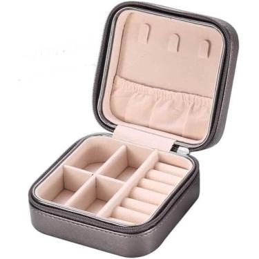 Imagem de Caixa de joias para mulheres caixa de joias de viagem organizador de joias portátil com ganchos multifuncional brinco e caixa de anel divisor removível caixa de joias organizador de joias caixa de