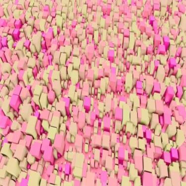 Imagem de Quadro Decorativo Abstract Pulsating Waves em Rosa e Bege para Sala Quarto e Escritório 40x40cm