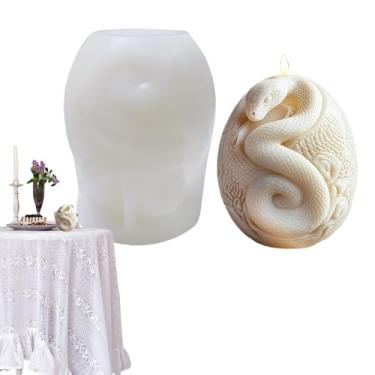 Imagem de Moldes de silicone para resina epóxi | Moldes de sabão de cobra de estêncil epóxi 3D resistente ao calor, pode ser lavado na lava-louças, molde de ornamento, ferramenta de fabricação de velas para