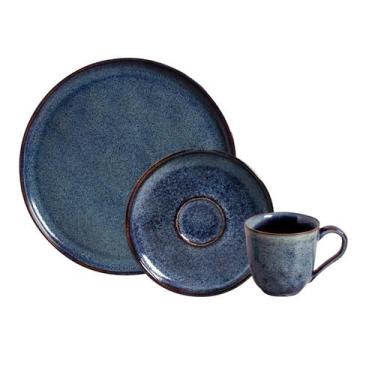 Imagem de Kit 18 Peças Café e Lanche Prato e Xícara Bio Cerâmica Porto Brasil - 