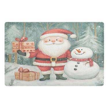 Imagem de SEHANY Tapete de porta de inverno Papai Noel Natal para todos os climas, impermeável, secagem rápida, bem-vindo, tapete de entrada antiderrapante, tapete decorativo de poliéster para entrada, varanda