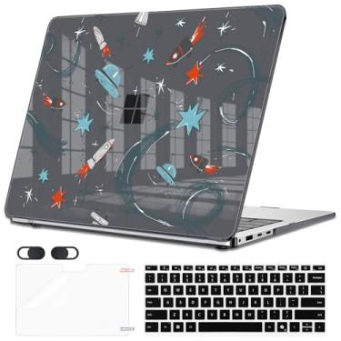 Imagem de Seanai Adequado para laptop Microsoft Surface 2036 de 13,8 polegadas, capa sensível ao toque 2024 (7ª edição), capa rígida de plástico com padrão interessante, capa de teclado e protetor de tela