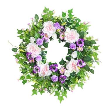 Imagem de Ioensy Guirlanda de Flores Artificiais com Folhas Verdes para Jardim, Primavera E Verão, para Porta.