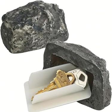 Imagem de SAFEKey Hider Outside, Hide a Key Outside Fake Rock – Parece e parece pedra real – Seguro para jardim ou quintal ao ar livre, adapta-se ao paisagismo