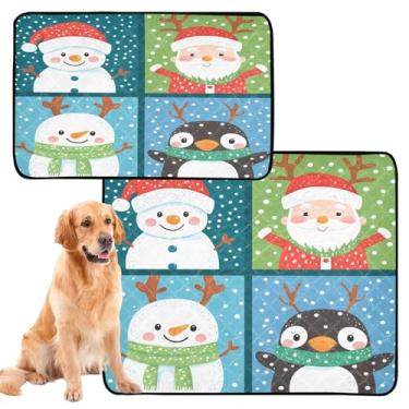 Imagem de CEBUGI Almofadas de xixi laváveis para cães, pacote com 2, almofadas impermeáveis para filhotes de cachorro, antiderrapante, à prova de vazamento, para cama de cercadinho, personagens fofos de Natal