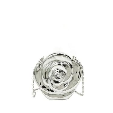 Imagem de Bolsa de moedas de metal rosa, mini clutch noturna para mulheres, bolsa transversal criativa de liga rígida, bolsa de mão de festa para presente