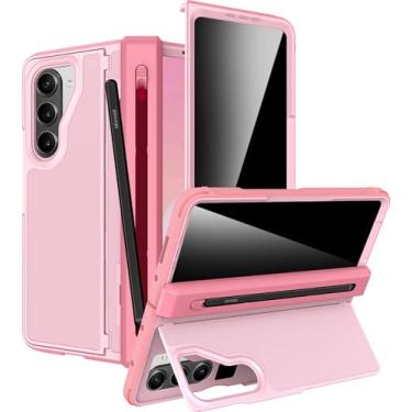 Imagem de Miimall Capa para Samsung Z Fold 6 com suporte para S Pen e S Pen, protetor de tela de privacidade, suporte oculto, protetor de dobradiça, fina, resistente, à prova de choque, antiespião, capa para