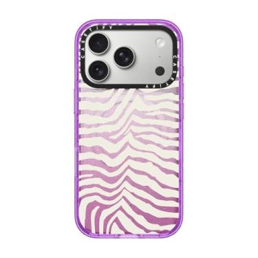 Imagem de CASETiFY Capa Impact para iPhone 17 Pro [fina/compatível com Magsafe/2,5 m. Proteção contra quedas de grau militar 4X] - Zebra Stripe - Glitter Roxo